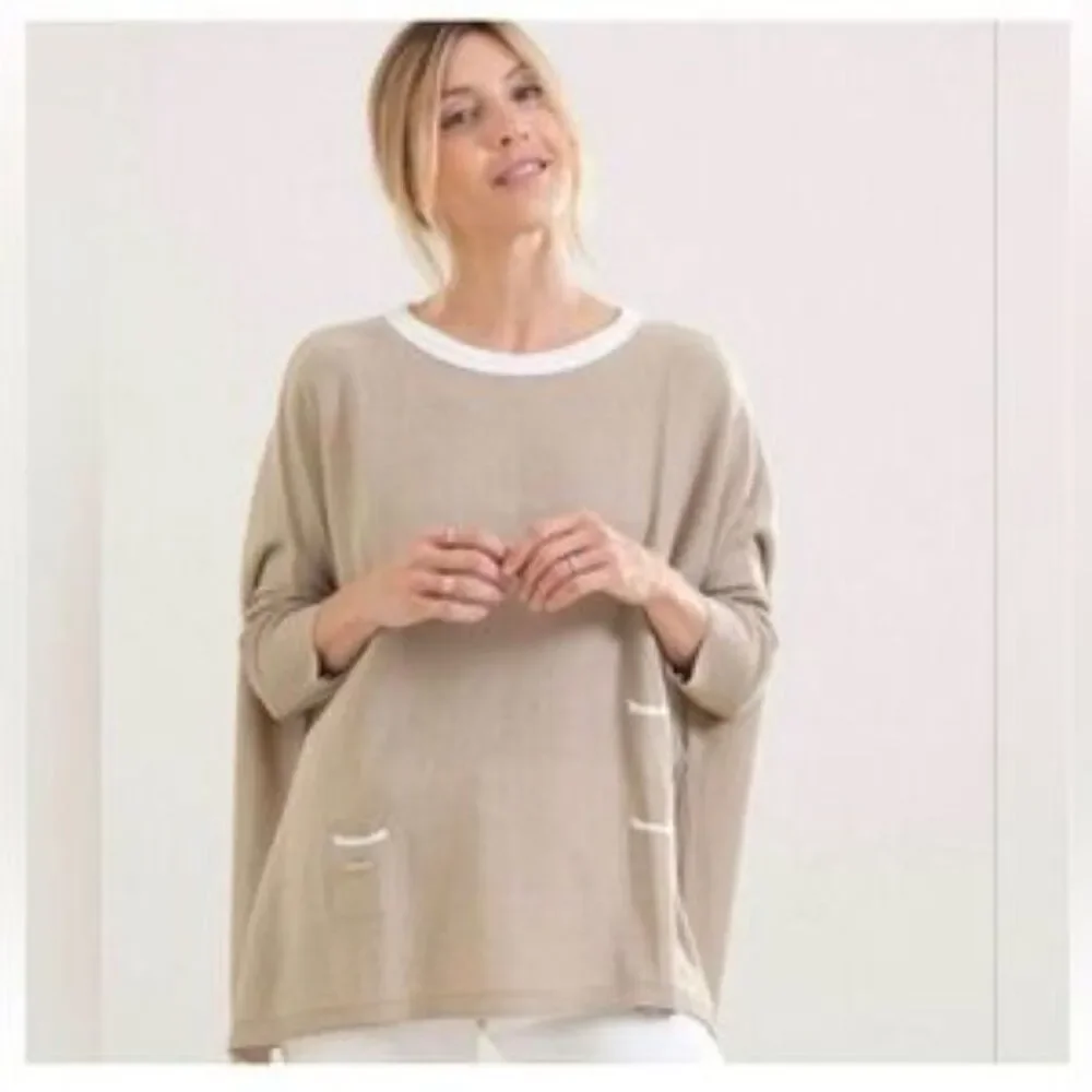 Mersea Women Catalina Sweater Traveler Knit Pullover Lagenlook Beige OS Q118